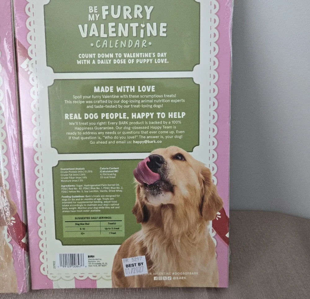 BARK “Be My Furry Valentine” Dog Treat Calendar – 2‑Pack (New) Exp 1/27